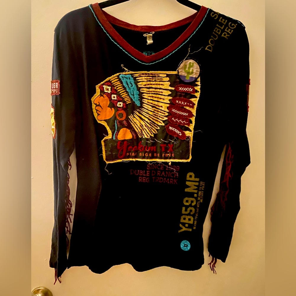 Double D Ranch fringe Native American embroidery top